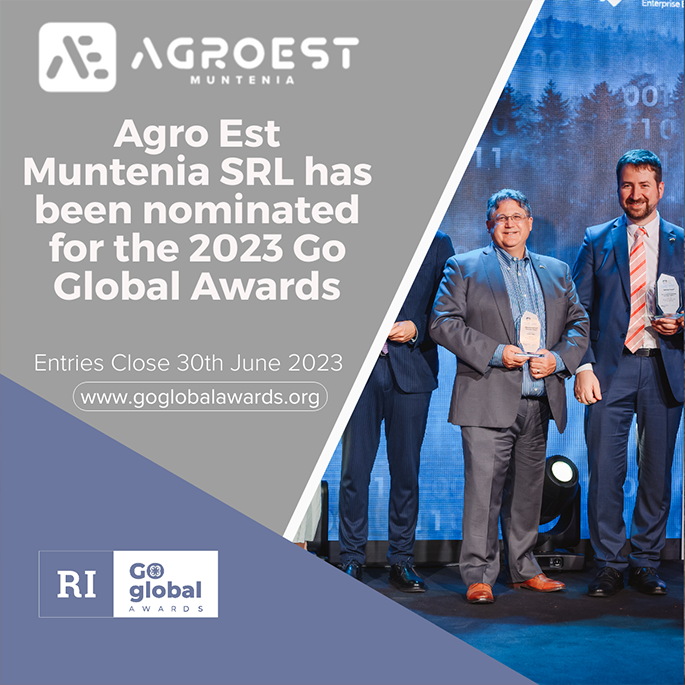 AGRO-EST MUNTENIA primește o nominalizare de prestigiu pentru Premiile Go Global 2023, acordate de Consiliul Global al Comertului.